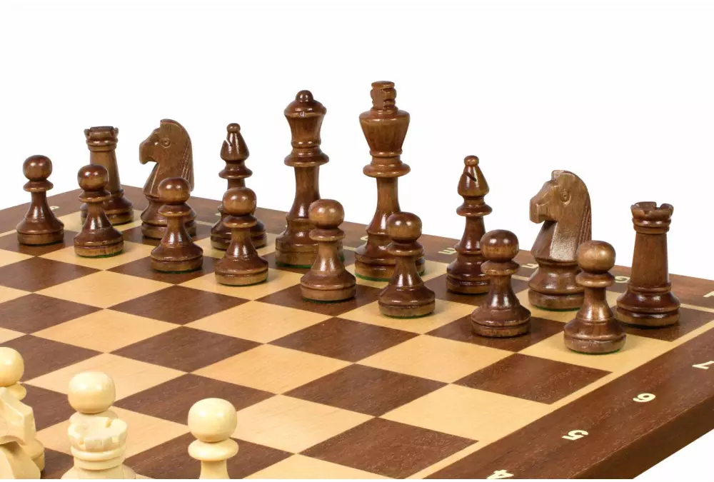 Zestaw szachowy turniejowy Nr 4 - szachownica 40 mm + figury Sunrise Staunton 78 mm