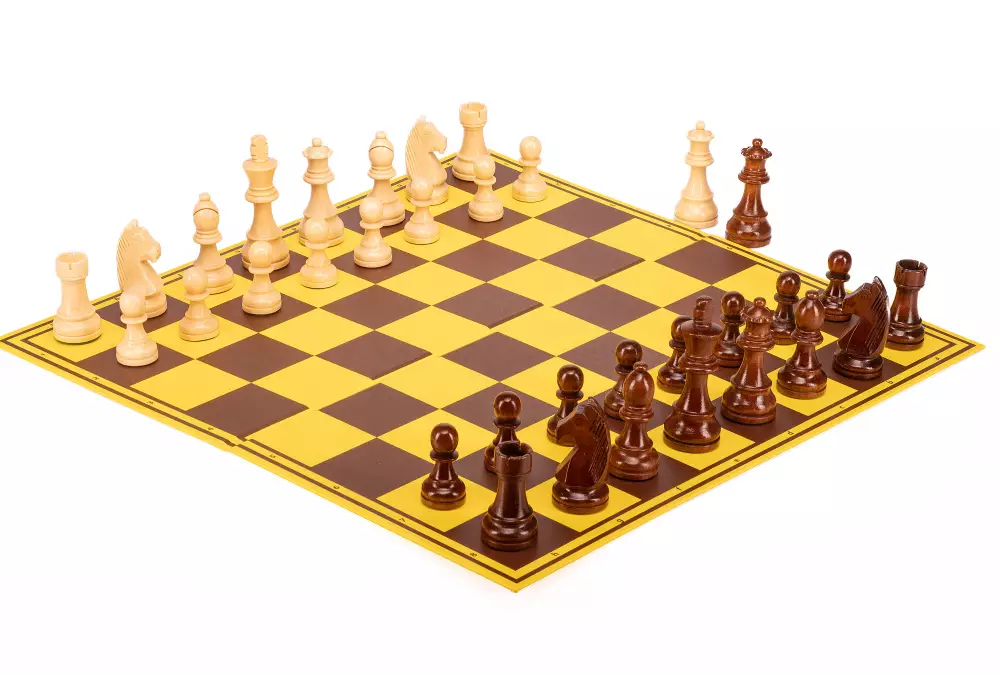 Zestaw szachowy | Figury szachowe German 5+ | Król 98 mm | Szachownica tekturowa