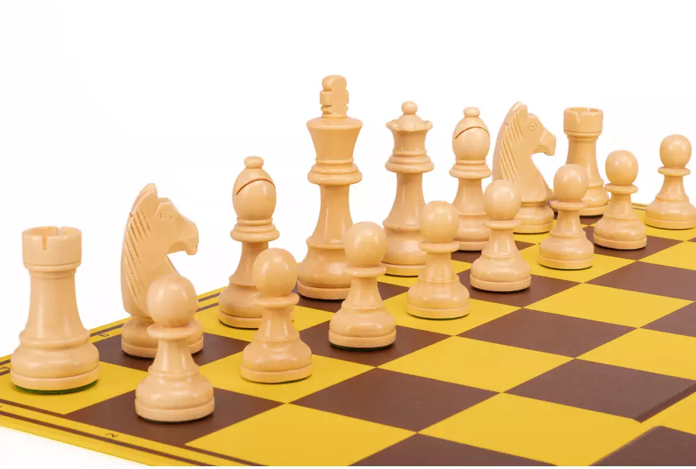 Zestaw szachowy | Figury szachowe German 5+ | Król 98 mm | Szachownica tekturowa