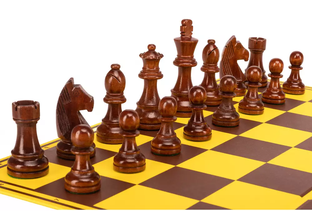 Zestaw szachowy | Figury szachowe German 5+ | Król 98 mm | Szachownica tekturowa