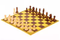 Zestaw szachowy | Figury szachowe German 5+ | Król 98 mm | Szachownica tekturowa