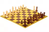 Zestaw szachowy | Figury szachowe German 5+ | Król 98 mm | Szachownica tekturowa