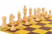 Zestaw szachowy | Figury szachowe German 5+ | Król 98 mm | Szachownica tekturowa