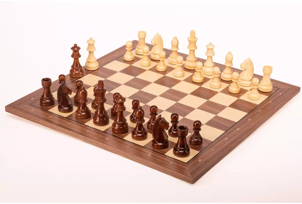 Zestaw szachowy German Walnut | Król 98 mm | Pole 50 mm | Drewniany