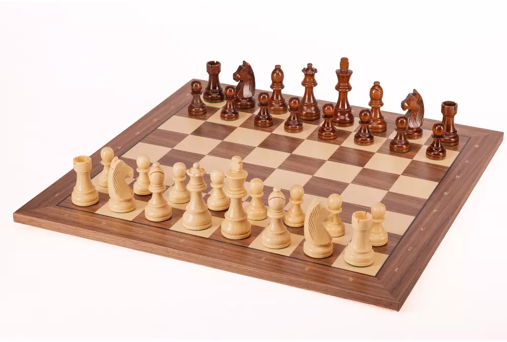 Zestaw szachowy German Walnut | Król 98 mm | Pole 50 mm | Drewniany