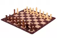 Zestaw szachowy | Figury szachowe German 5+ | Król 98 mm | Szachownica zwijana Mahoniowa