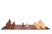 Zestaw szachowy | Figury szachowe German 5+ | Król 98 mm | Szachownica zwijana Mahoniowa