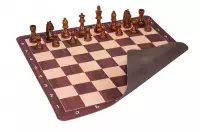 Zestaw szachowy | Figury szachowe German 5+ | Król 98 mm | Szachownica zwijana Mahoniowa