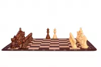 Zestaw szachowy | Figury szachowe German 5+ | Król 98 mm | Szachownica zwijana Mahoniowa