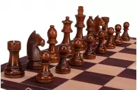 Zestaw szachowy | Figury szachowe German 5+ | Król 98 mm | Szachownica zwijana Mahoniowa