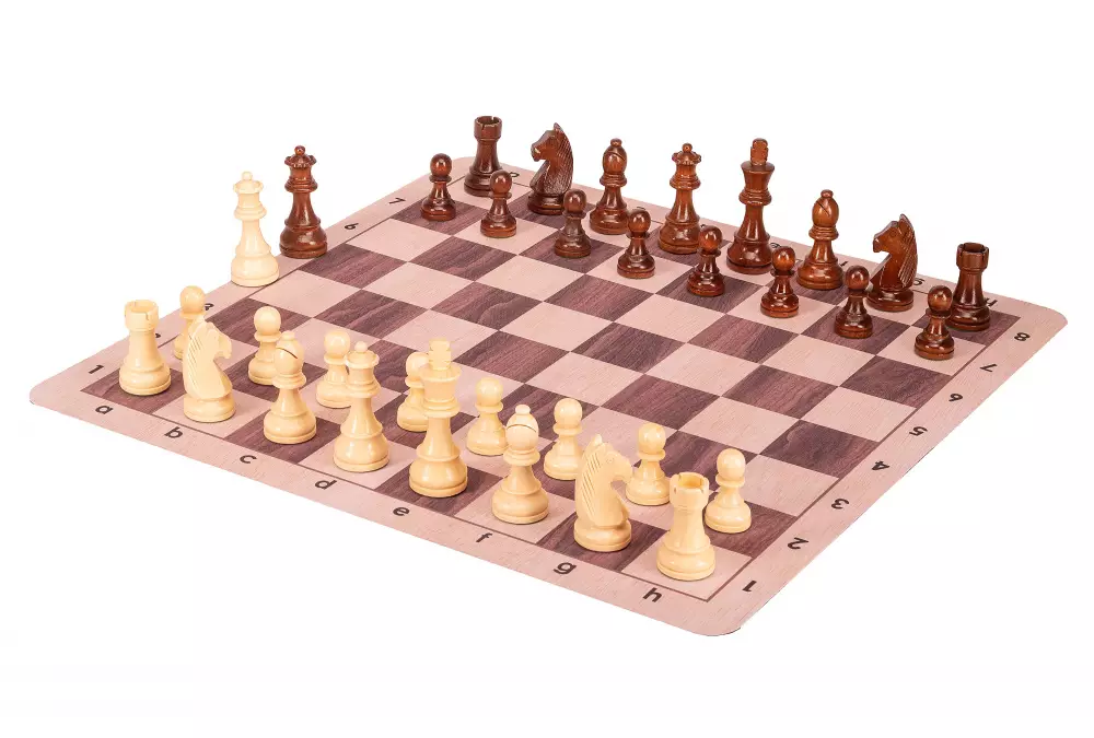 Zestaw szachowy | Figury szachowe German 5+ | Król 98 mm | Szachownica zwijana Light