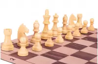 Zestaw szachowy | Figury szachowe German 5+ | Król 98 mm | Szachownica zwijana Light