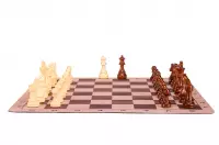 Zestaw szachowy | Figury szachowe German 5+ | Król 98 mm | Szachownica zwijana Light