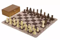 Zestaw szachowy | Figury szachowe German 5+ | Król 98 mm | Szachownica zwijana Light