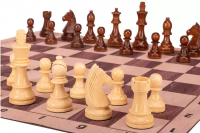 Zestaw szachowy | Figury szachowe German 5+ | Król 98 mm | Szachownica zwijana Light