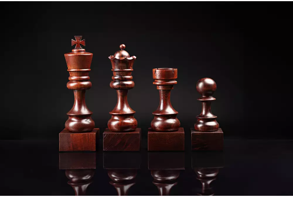 Puchar szachowy drewniany - Czarny Pion