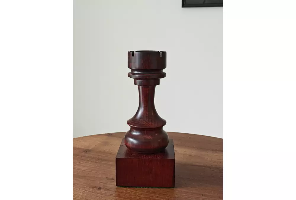 Puchar szachowy drewniany - Czarna Wieża