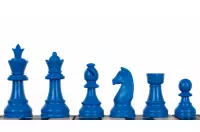 Figury szachowe Staunton 6, plastikowe (król 95 mm) - niebieskie