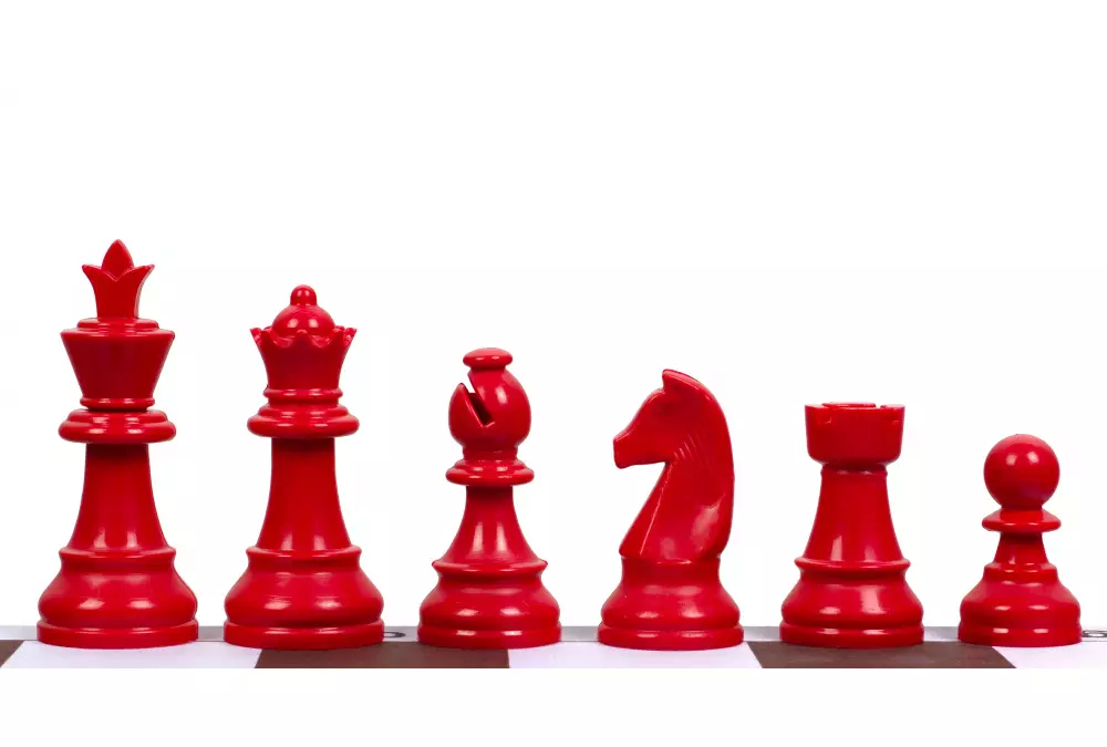 Figury szachowe Staunton 6, plastikowe (król 95 mm) - czerwone