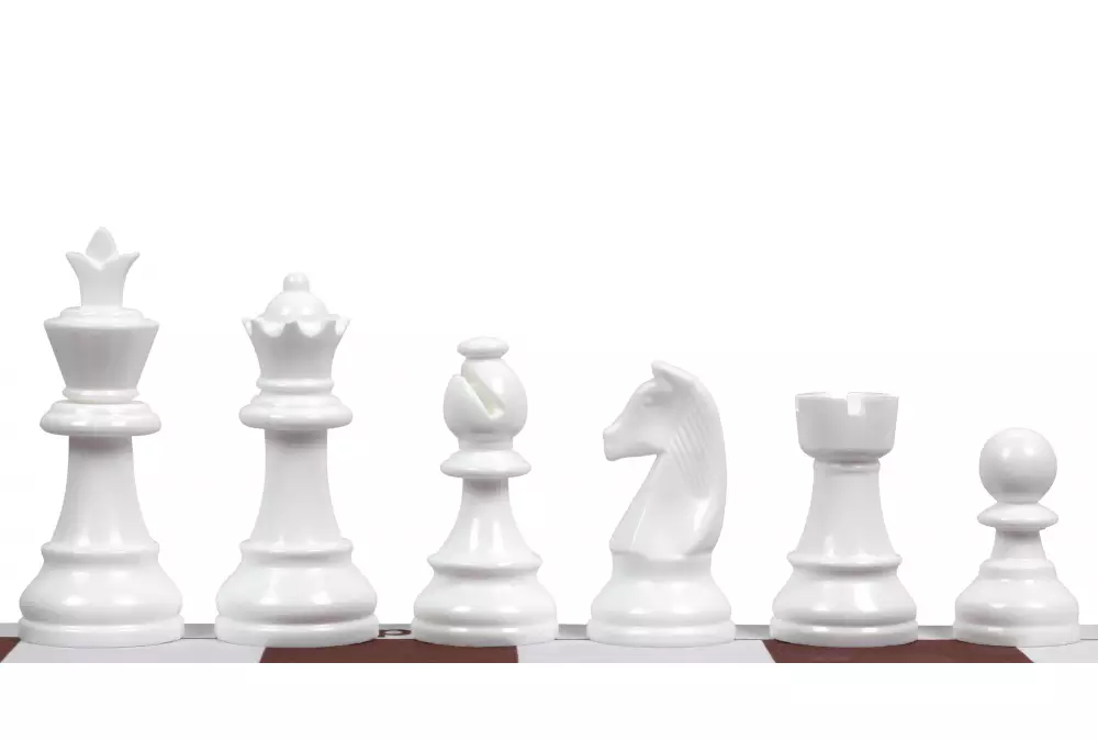 Figury szachowe Staunton 6, plastikowe (król 95 mm) - śnieżnobiałe