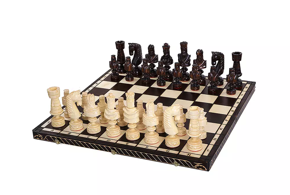 SZACHY DREWNIANE "CEZAR DUŻY" (82 x 81 cm) - ręcznie rzeźbione