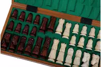 SZACHY ZAMKOWE DUŻE (58,5 x 59 cm) intarsja, wkładka