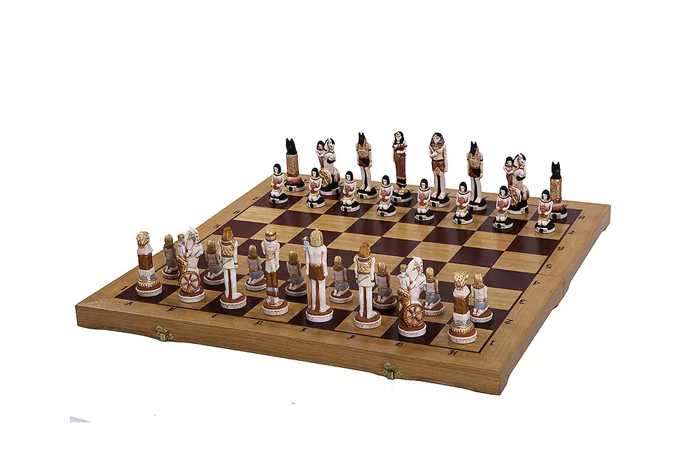 DUŻE SZACHY EGIPT (65x65cm) intarsjowane