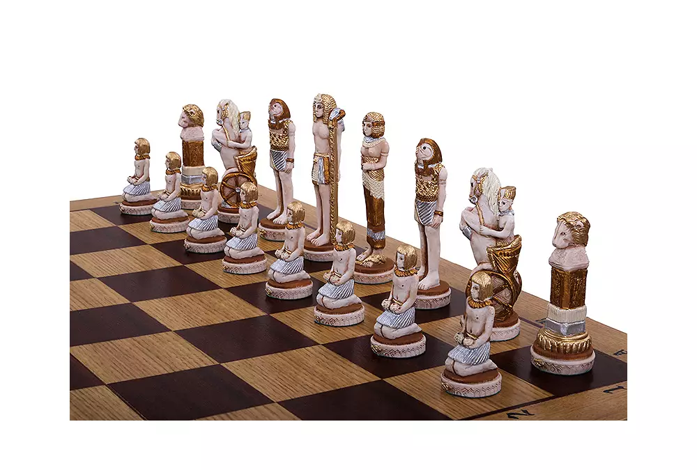DUŻE SZACHY EGIPT (65x65cm) intarsjowane