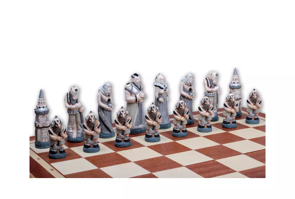 DUŻE SZACHY FANTAZJA (58x58cm) intarsjowane