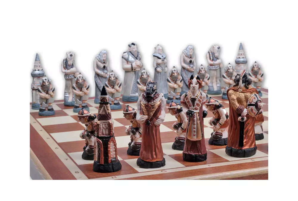 DUŻE SZACHY FANTAZJA (58x58cm) intarsjowane