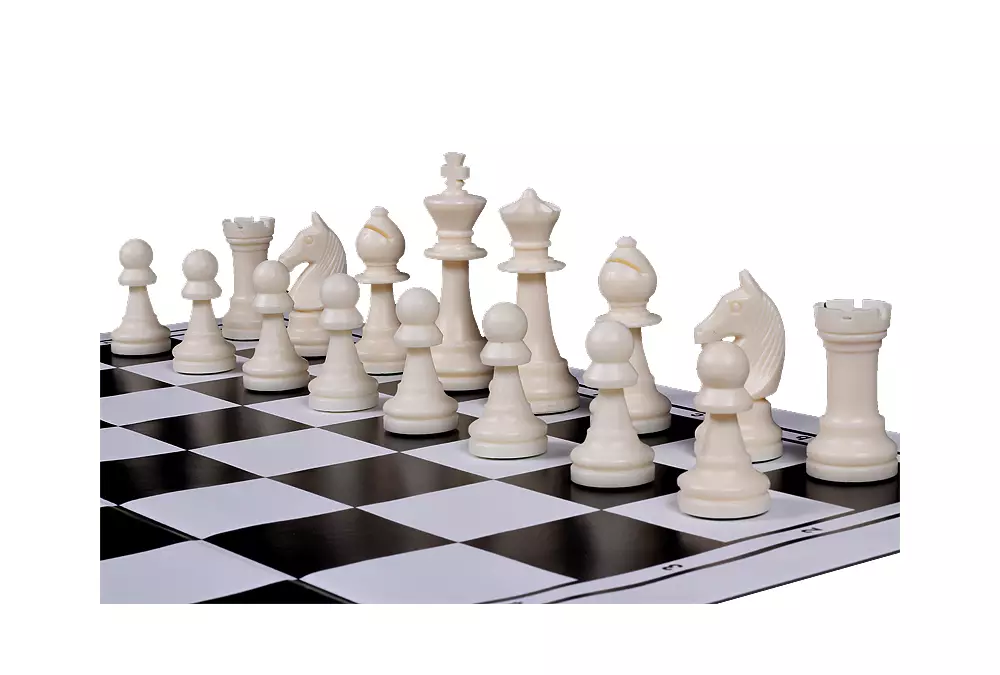 Figury szachowe Staunton nr 6, kremowo-czarne (król 96 mm)