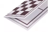 Dwustronna plastikowa deska: szachy + młynek, (32,5x32,5cm),składana, biało - brązowa