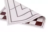 Dwustronna, zwijana, winylowa deska: szachy + młynek, biało - brązowa