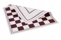 Dwustronna, zwijana, winylowa deska: szachy + młynek, biało - brązowa