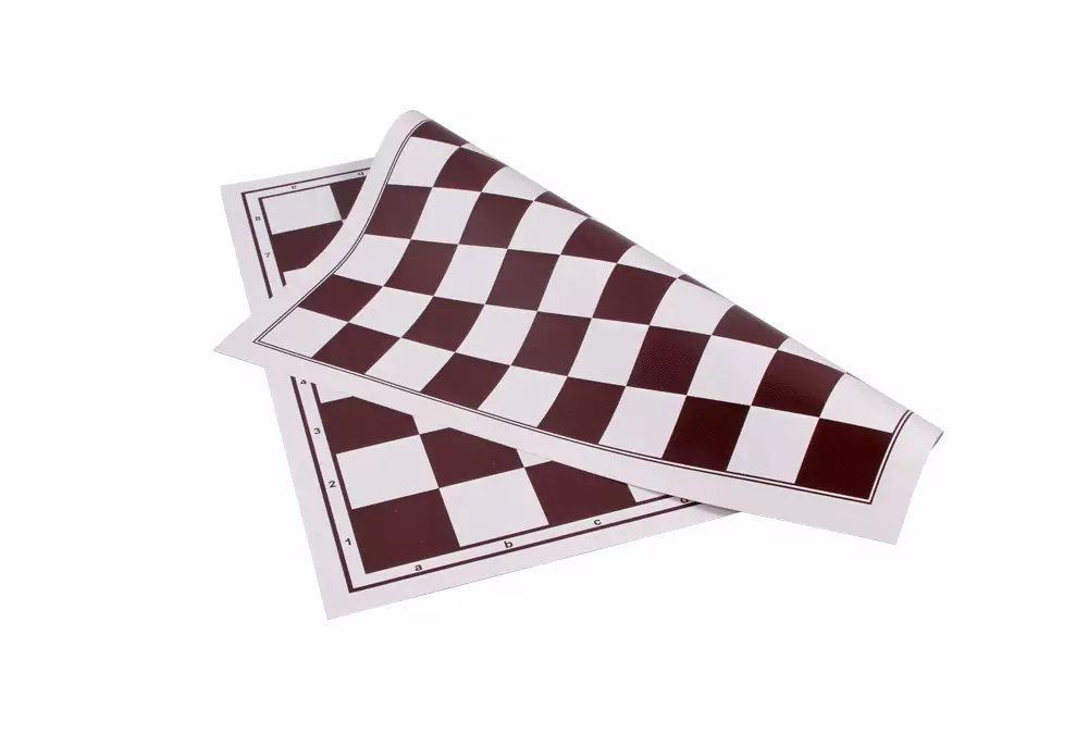 Szachownica zwijana, dwustronna: szachy + 100 polowe warcaby, biało - brązowa