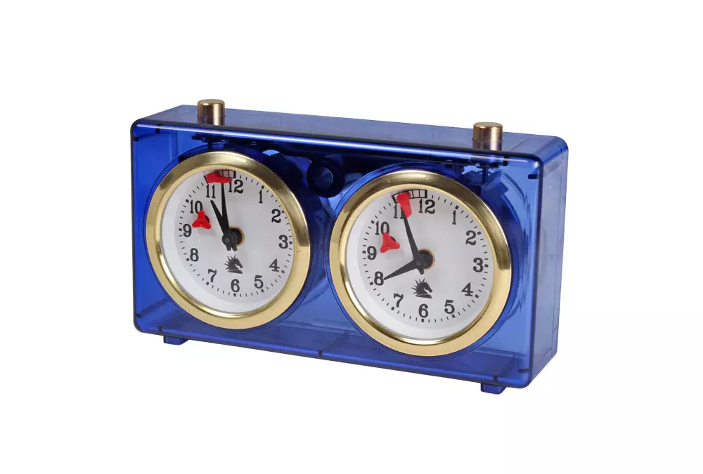 Zegar plastikowy CLASSIC mały, niebieski transparentny