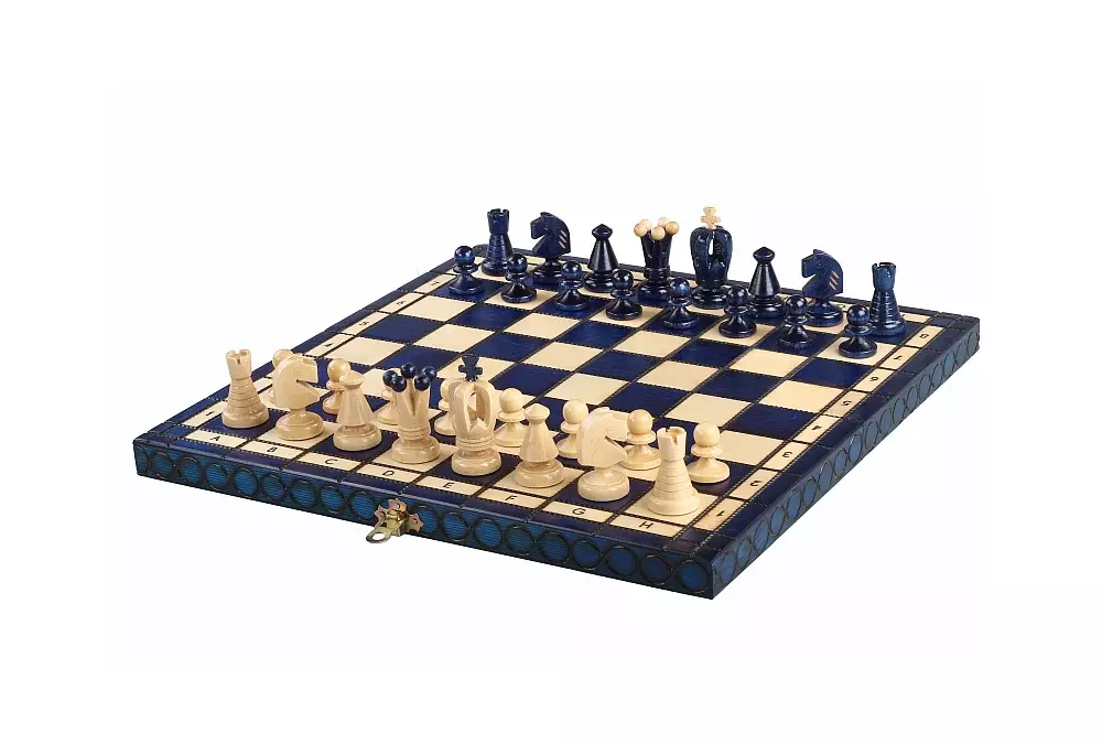 SZACHY KRÓLEWSKIE ŚREDNIE (34x34cm) kolor niebieski