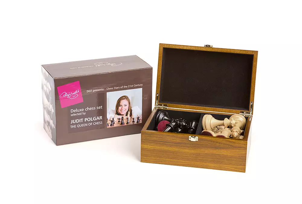 Figury szachowe Judit Polgar Deluxe nr 6 - 3,75" w kuferku drewnianym