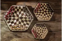 Szachy dla trójki graczy - średnie (sześciokątna szachownica o boku 20 cm) Szachy dla trójki graczy - średnie (sześciokątna szachownica o boku 20 cm)