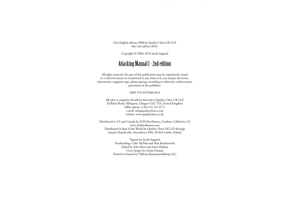 The Attacking Manual 1 2nd edition - by Jacob Aagaard (twarda okładka)