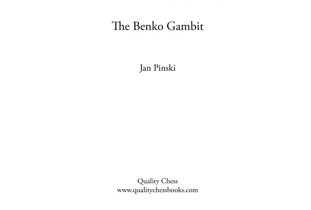 The Benko Gambit by Jan Pinksi (miękka okładka)