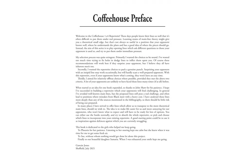 Coffeehouse Repertoire 1.e4 Volume 2 by Gawain Jones (twarda okładka)